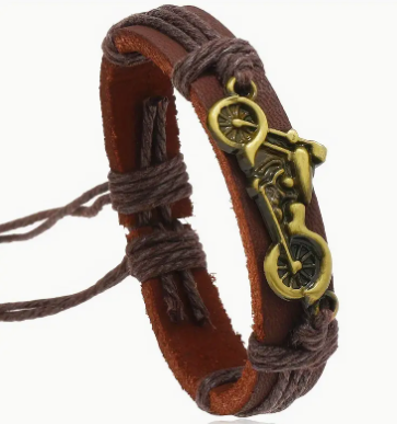 Faux Leather Motorcycle Bracelet