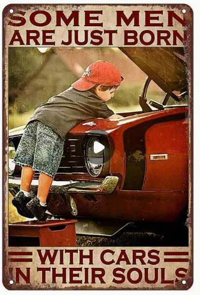 Born With Cars in Soul Wooden Sign