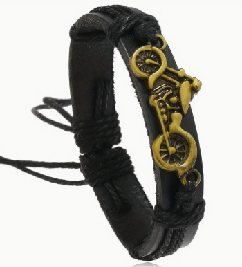 Faux Leather Motorcycle Bracelet